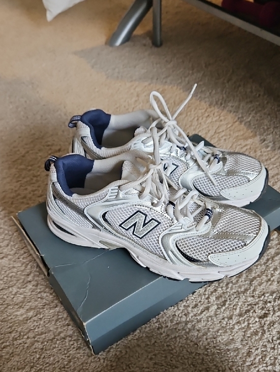 New Balance Shoes - New Balance 530 White and Navy Mesh Athletic Sneakers 8.5W